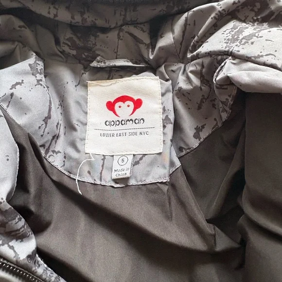 Appaman Charcoal and Black Kids Puffer Jacket 80% Duck Down 20 Feathers - Picture 4 of 6